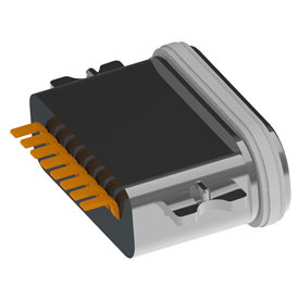 XB-TYPE C 8P-5 -SMT  type C 8P fraisage 0,8 siège de méduse l = 6,7 mm (avec tôle d'acier) (boîtier en alliage de zinc en U)